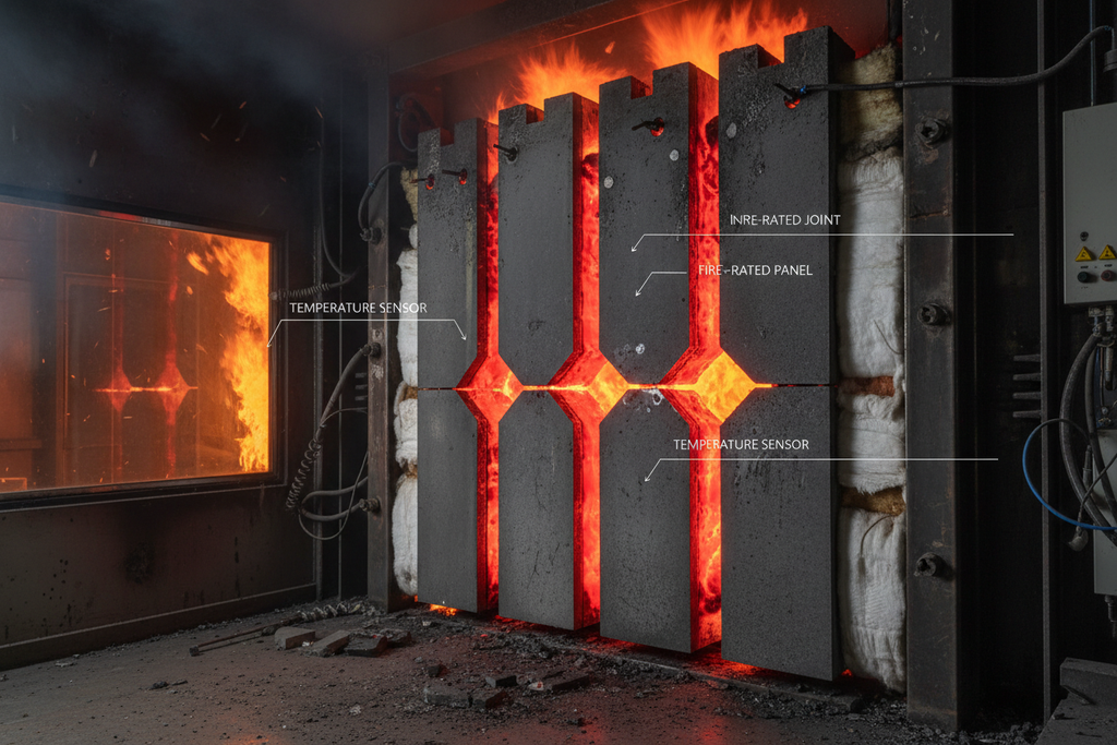 Fire-tested modular wall cross-section