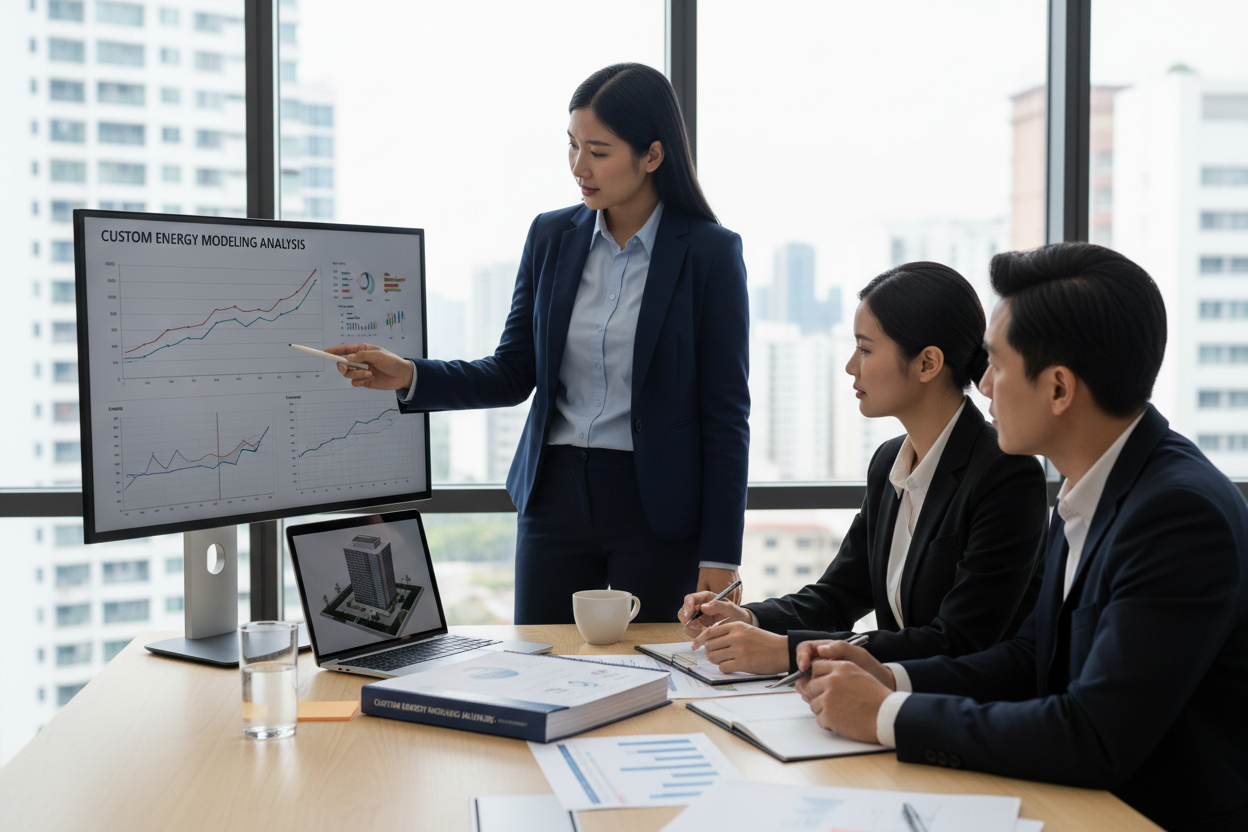 Engineer presenting custom energy report