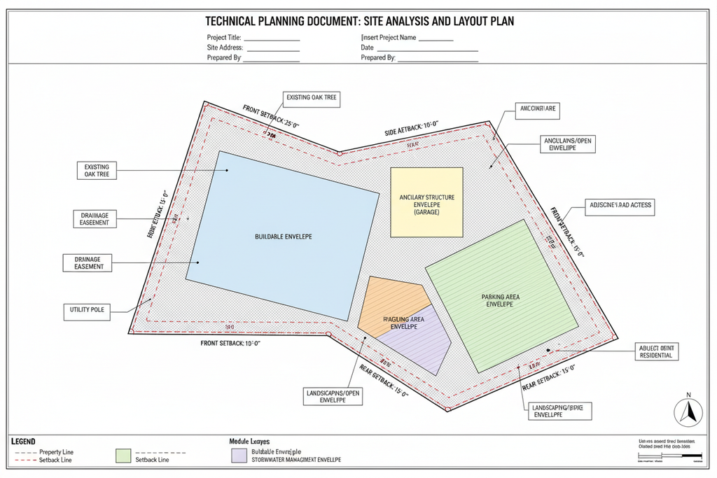 Custom site analysis plan with module envelopes