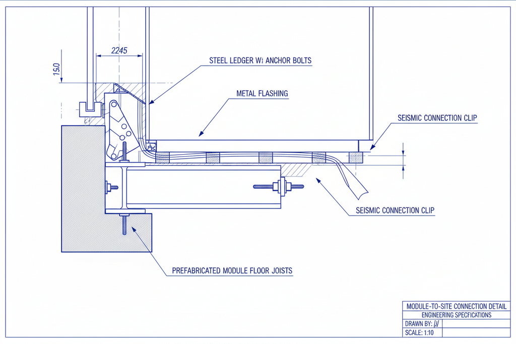 Module-to-site connection detail