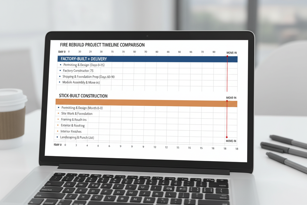 Fire rebuild timeline Gantt chart