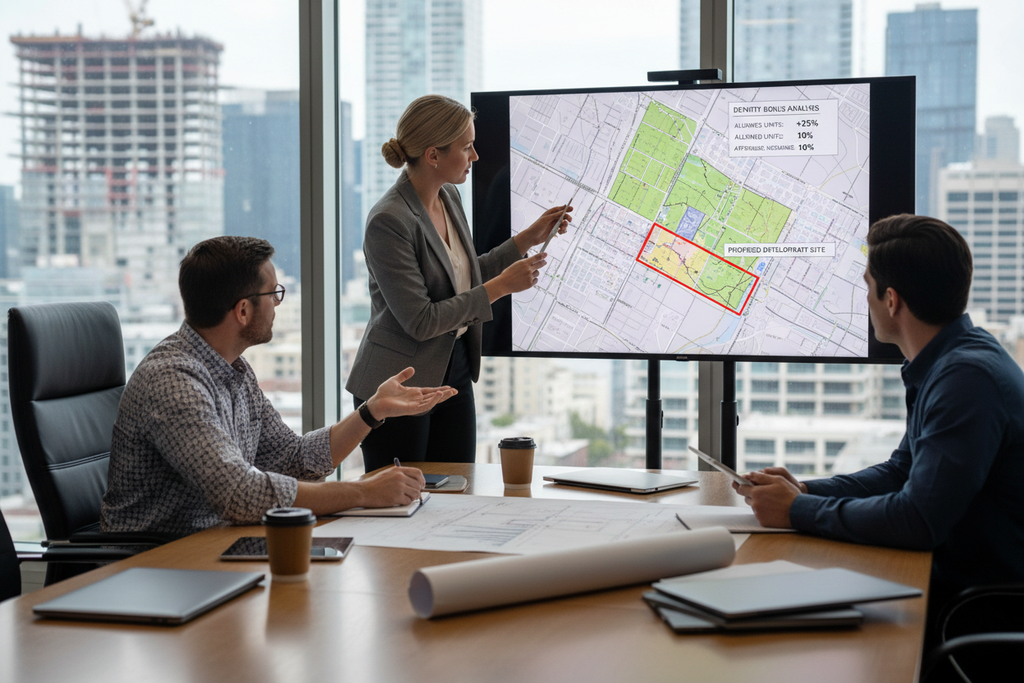 Developer reviewing density bonus analysis
