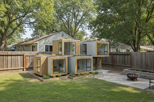 3D ADU massing on actual backyard lot