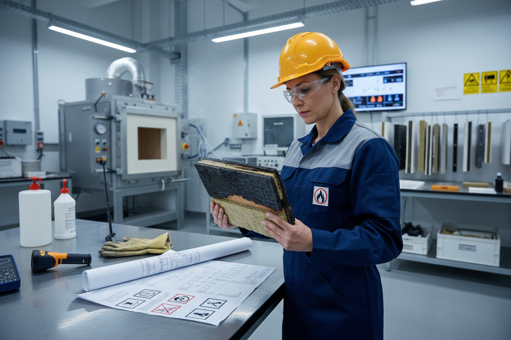 Engineer reviewing fire-resistant specifications
