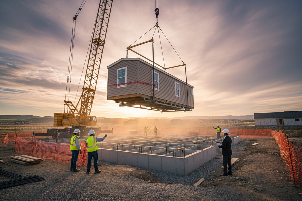 Modular home crane-lift during permitting phase