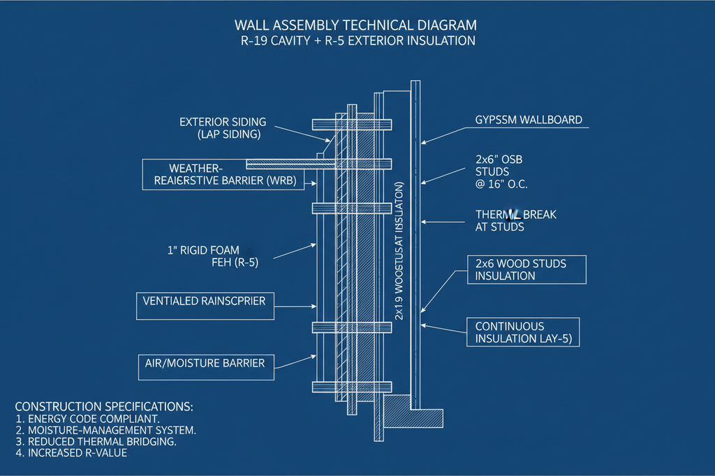 Wall assembly diagram with R-values